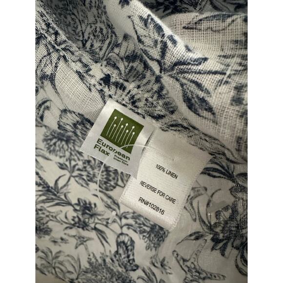 Garnet Hill White Blue Salt Sea Floral Print Linen Button Down Shirt Size 18 - Picture 9 of 9